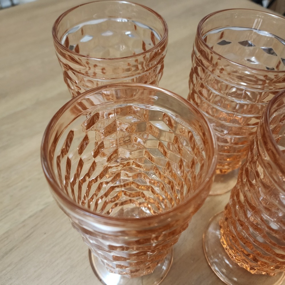 Colony Whitehall Peach Iced Tea Vintage Pink Cubist Tumbler Set Of 4 - Picture 6 of 8